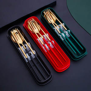 Outdoor Hoge Kwaliteit Roestvrij Staal Bestek Reis Draagbare Doos Bestek Eetstokjes Set 2 Stuks - Product Image 2