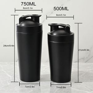 Custom logo 17oz 25oz Sports Metal Protein Shaker Cup Double Wall Ice Insulated Stainless Steel Shaker <b>Bottle</b> Gym - Product Image 2