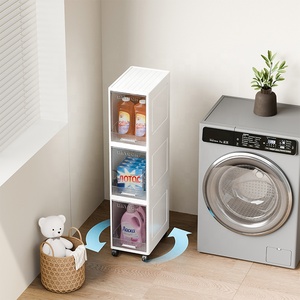 DAYOOH Organizzatore <span class=keywords><strong>Angolare</strong></span> Trasparente a 5 Ripiani, Armadio di Stoccaggio in Plastica Stretto con Ruote Impermeabile per Cucina, Bagno, Soggiorno - Product Image 5