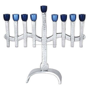 Menorá de Hanukkah de Metal Martillado Multicolor Vintage para el Rincón de Oración del Sabado, Decoración Navideña, Marca Shah, Tamaño Personalizado - Product Image 6
