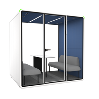 Cabina de Oficina Insonorizada Móvil para Exteriores con Cuatro Asientos, Cabina Acústica Modular Tipo Sofá para Reuniones de Pequeños Grupos