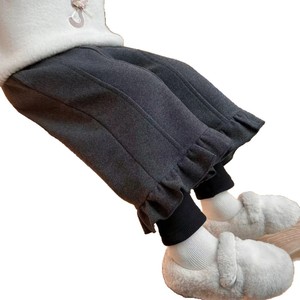 Girls Fleece Lined Pants Autumn Winter Wide Leg Knitted Cotton Solid Color Childrens Pants For Babies - Product Image 5