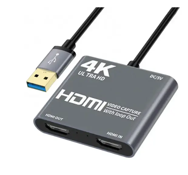 Capture Card USB 3.0 4K HDMI-compatible Adapter 1080P to Video Audio Loop Out High Clarity 1080p60 Adapter