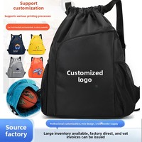 Sac à dos de sport unisexe en polyester Oxford à grande capacité (20-38L) avec logo imprimé et fermeture à cordon pour le basketball et les activités de plein air