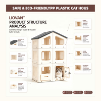 USMILEPET Villa modulaire pour chat en plastique PP, à assembler soi-même, maison pour chat multi-niveaux, imperméable, pour intérieur, facile à transporter, château pour chat