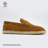 Fabricant de chaussures Lanci Chine – Espadrilles Penny Loafer à enfiler pour hommes, personnalisées, de luxe, en daim et jute de qualité supérieure