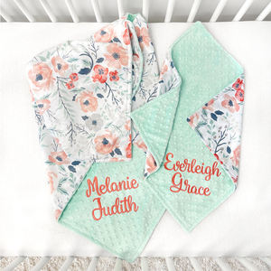 Couvertures de bébé fille Minky, personnalisés, en coton doux, monogramme Floral, vente en gros, couvertures pour nouveau-né - Product Image 3