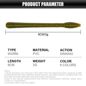 Spinpoler Señuelo de Pesca Finesse con Cola Recta Salada, Cuerpo Acanalado, Cola Pequeña y Abombada, Cebo Blando de PVC para Lubina y Pesca Marina, 10 unidades/paquete - Product Image 3