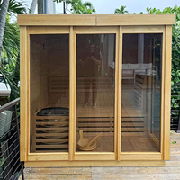 Sauna extérieur moderne en bois massif de pruche, sur mesure, avec poêle, chauffage, vapeur sèche, salle de spa, taille personnalisée