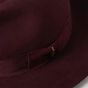 Wine Red Wool Felt <b>Fedora</b> <b>Hat</b> Wide Brim Adjustable Classic Style for Women and <b>Men</b> Travel Formal Wear - Product Image 2