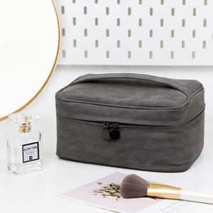 Sacs cosmétiques de voyage personnalisés en cuir PU pour usine OEM – Trousse de maquillage portable, pochette de toilette, sac de rangement pour produits de beauté et de soin - Product Image 5