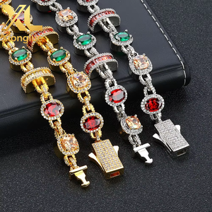 Pulsera de tenis unisex de lujo ligero de alta gama, estilo europeo-americano, con engaste de gema de color tipo garra, chapado de 0.3mm, moda transfronteriza - Product Image 2