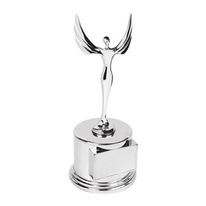 Trofeo de Metal con la Diosa de la Victoria, Placa de Cobre y Vidrio para Regalos de Ferias Comerciales y Regalos de Bienvenida - Product Image 1