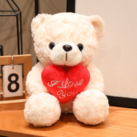 Ours en peluche Kawaii tenant une rose ou un cœur, en matière douce et moelleuse, idéal pour les cadeaux de rendez-vous, la décoration de mariage et la collection de souvenirs