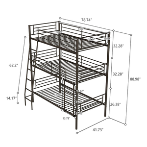 Lits triples modernes en métal avec barrières de sécurité pour adultes – Idéaux pour auberges de jeunesse, écoles et appartements (vente en gros) - Product Image 2