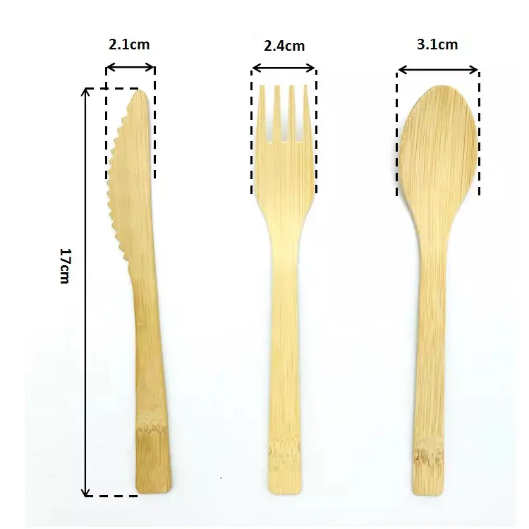 Sekali pakai Eco bambu peralatan makan dapat digunakan kembali pisau bambu kertas serbet bambu alat makan