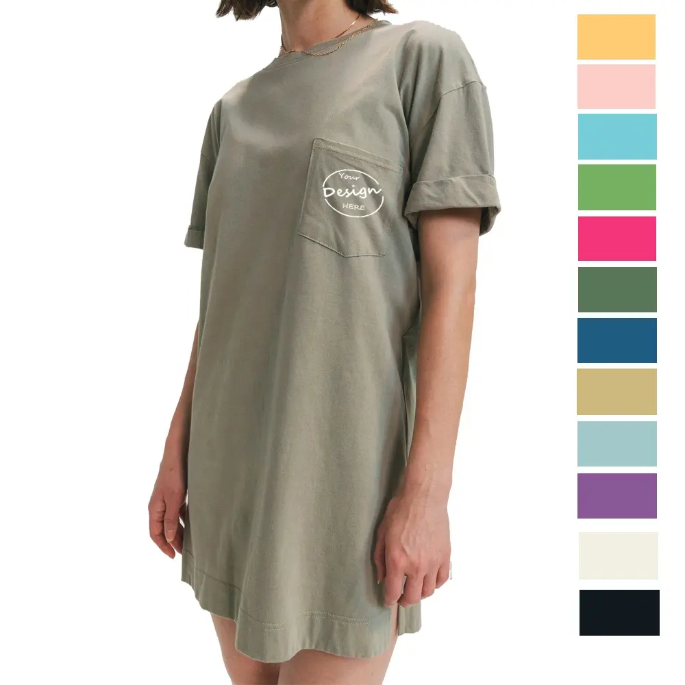 Bulk Wholesale Summer T Shirt Ladies Dresses Screen Print Plain 100 Combed Cotton Long Tshirt Dress For Women