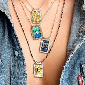 Collier TAROT en forme <span class=keywords><strong>de</strong></span> cœur avec diamants et gouttes d'huile, collier très apprécié et populaire pour femmes - Product Image 4