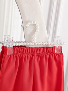 Set di Pantaloni per <span class=keywords><strong>Bambina</strong></span>, Elegante e alla Moda, Rosso Tinta Unita, Senza Maniche con Fiocco, Morbido 100% Poliestere - Product Image 5