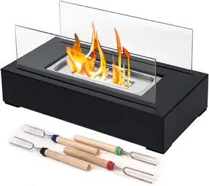 Camino a bioetanolo da tavolo piatto Premium senza fumo da tavolo smores fire pit per interni