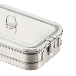 Cắm Trại Ngoài Trời lộn xộn <span class=keywords><strong>tin</strong></span> với nắp gấp xử lý cắm trại bushcraft đồ nấu nướng Hộp Ăn Trưa - Product Image 5