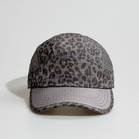 Gorra de Béisbol Deportiva Personalizada de Secado Rápido, 5 Paneles, Visera Curva, Ligera, con Estampado de Leopardo, de Nailon, para Campamento y Actividades al Aire Libre