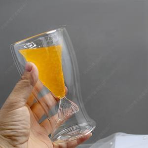 ถ้วยแก้วทรงหางปลาผนังสองชั้นทนความร้อนสุดสร้างสรรค์แก้วไวน์แดงทำจากไอศกรีมใส่น้ำผลไม้ - Product Image 4