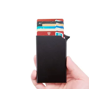 Pochette arrière en aluminium élastique porte-carte de crédit RFID Mini étui de carte bancaire automatique mince pop-up