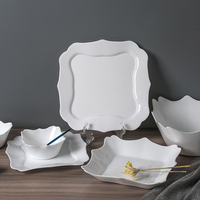 Rond Mariage Hôtel Dîner Verre Blanc Dîner Luxe Opalware Verre Opale Céramique Blanc Pur Plats Assiettes Ensembles Vaisselle