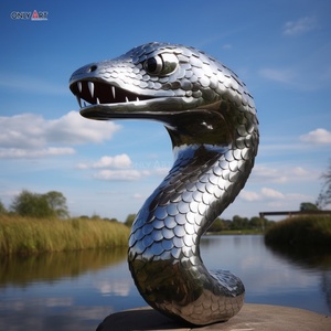 Personalizado al aire libre gran decoración de jardín espejo de Metal pulido artesanía Animal <span class=keywords><strong>Python</strong></span> escultura de acero inoxidable estatua de serpiente pitón - Product Image 4