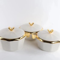 Warmhaltebehälter für Speisen, zweistöckig, Edelstahl, isoliert, Lunchbox, 3-teilig, Kunststoffdeckel, modern, minimalistisch, achteckig, 2L