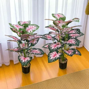 ต้นคาลาเดียมประดิษฐ์ 24 ใบ สีทูโทน พร้อมกระถาง ต้นไม้ปลอม บอนไซ ตกแต่งบ้าน - Product Image 5