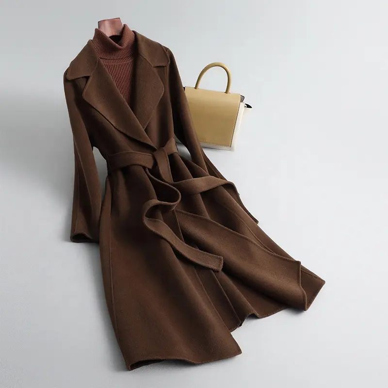 Winter Double Sided Long Trench Cashmere Coat Real Wool Coats Women