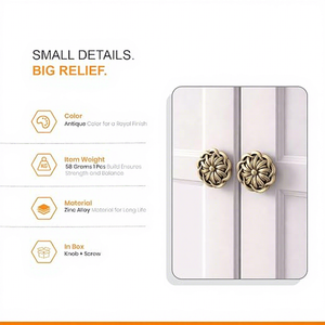Bouton de tiroir traditionnel en laiton, design floral rond, pour quincaillerie d'armoires de cuisine - Product Image 2