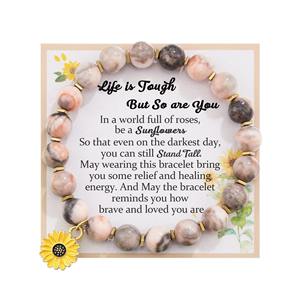 Pulseras inspiradoras de piedra natural con colgante de girasol de moda <span class=keywords><strong>para</strong></span> regalos de moda <span class=keywords><strong>para</strong></span> niñas y mujeres adolescentes - Product Image 4