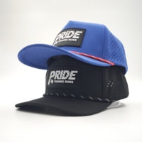 Casquettes de papa en polyester bicolore avec logo PVC en gros, casquettes de papa classiques sportives personnalisées à 5 panneaux, casquettes de papa à 5 panneaux avec bouton-pression en gros
