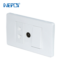 NEPCI 118X71.5mm Enchufe de Pared Italiano con Conector de TV RJ45, Toma de Corriente 16A 250V NFC, Ignífugo, PC IP21, Duradero y Fácil de Instalar