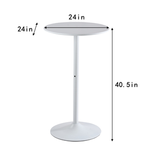 Tavolo da Bar Rotondo Bianco Moderno con Piano in MDF e Base in Ferro per Uso Interno ed Esterno - Product Image 3