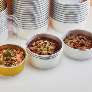 Récipient alimentaire jetable écologique en papier enduit de feuille d'or Bol de qualité alimentaire Snacks Sushi Bol alimentaire en papier avec couvercle - Product Image 2