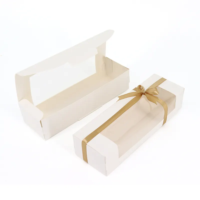 Custom Cardboard Paper Clear Window Dessert Biscuit Bread Bakery Box Pastry Cookie Packaging Boxes With Transparent Window