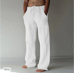 Pantsloosepants pantalons de plage pantalons décontractés avant cordon de serrage rabat poche <span class=keywords><strong>pantalon</strong></span> coton mode hawaii - Product Image 5