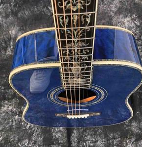 41 "agua ondulación Arce abulón ébano diapasón azul abeto superior tipo D guitarra acústica con 2 pastillas dobles EMS envío gratis - Product Image 3