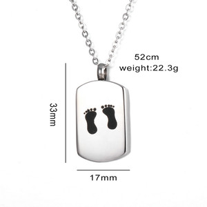 Pendentif en métal à motif de pied de mode rectangulaire en acier inoxydable <span class=keywords><strong>pour</strong></span> commémorer les êtres chers collier de bijoux d'urne <span class=keywords><strong>pour</strong></span> animaux de compagnie - Product Image 3