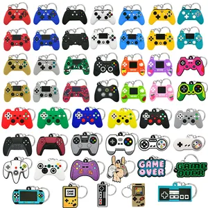 wholesale 2D rubber keychain game controller key ring gamepad Joystick cartoon key holders fit kids children keys trinkets