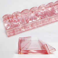 Règle de Mahjong en Acrylique Rose Coquillage à Motif Marbré de Haute Qualité, Porte-Cartes Américain à Motif Nacre, 1 Ensemble de 4 Pièces