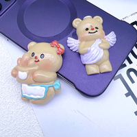 Vente directe usine : Breloques en résine en forme d'aile, motif ours en peluche beurré, à dos plat, pour coques de téléphone et décoration
