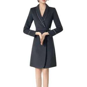 2024 Winter Business Women's Customized Elegant coat Mall Counter Staff Clothing Ladies Warm double breast Uniform Coat