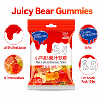 Bonbons gélifiés en forme d'ours, sans gras, sans conservateurs, saveur fruits mélangés, à mâcher, sachet de 108g, vente en gros