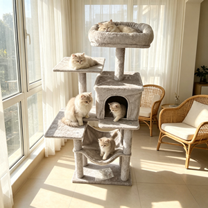 Árbol para Gatos al por Mayor, Casa para Gatos, Muebles <span class=keywords><strong>de</strong></span> Interior, Torre Multinivel con Postes Rascadores, Fabricación OEM Personalizada para Europa - Product Image 1