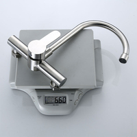 Mélangeur de robinet de cuisine LSM-1702 chaud froid en acier inoxydable mural 2 trous 304 SUS robinet d'eau pour évier de blanchisserie